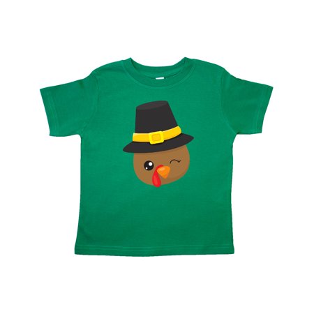 

Inktastic Thanksgiving Turkey Turkey With Pilgrim Hat Gift Toddler Boy or Toddler Girl T-Shirt