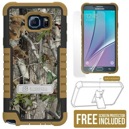 - BEYOND CELL AUTUMN WOODS CAMO LEAF TRI-SHIELD CAMOUGLAGE TREE (BLACK/BROWN) RUGGED SOFT SKIN HARD CASE COVER WITH KICKSTAND + SCREEN PROTECTOR FOR SAMSUNG GALAXY NOTE 5 PHONE (SM-N920)