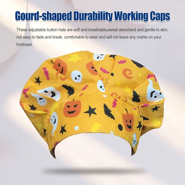 Operating Hats Nurses Long-time Service Gourd-shaped Pure Color Button Professional Assorted Colors Multifunctional Working Caps Hallowmas Yellow