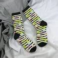 thumbnail image 5 of Gukieu Striped With Palm Tree Branches Print Contrast Color Mid-calf Socks, Sweat-wicking Athletic Socks, Unisex Clothing Accessories, 5 of 6