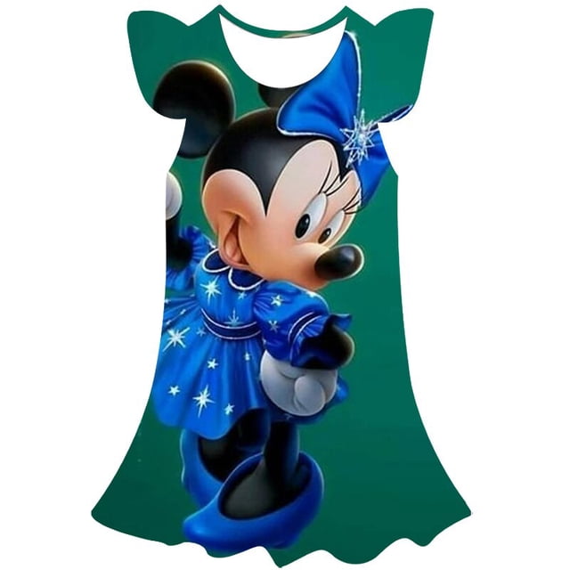 Verano Disney nuevo vestido de Mickey Mouse para niños ropa princesa niñas Mickey Mouse vestido impreso suelto Mickey Mouse Dress3T Gao Jinjia LED