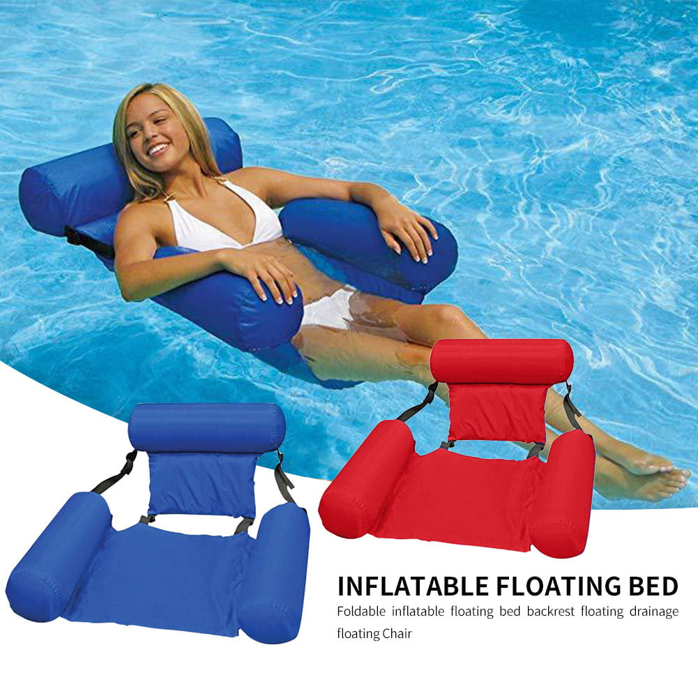 Details about    Inflatable Swimming Floating Chair Pool Seats Foldable Water Bed Lounge Chair 
