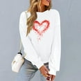 thumbnail image 5 of Craaazy Women's Valentines Day Sweatshirt Long Sleeve Round Neck Tops with Love Heart Prints Gifts, 5 of 6