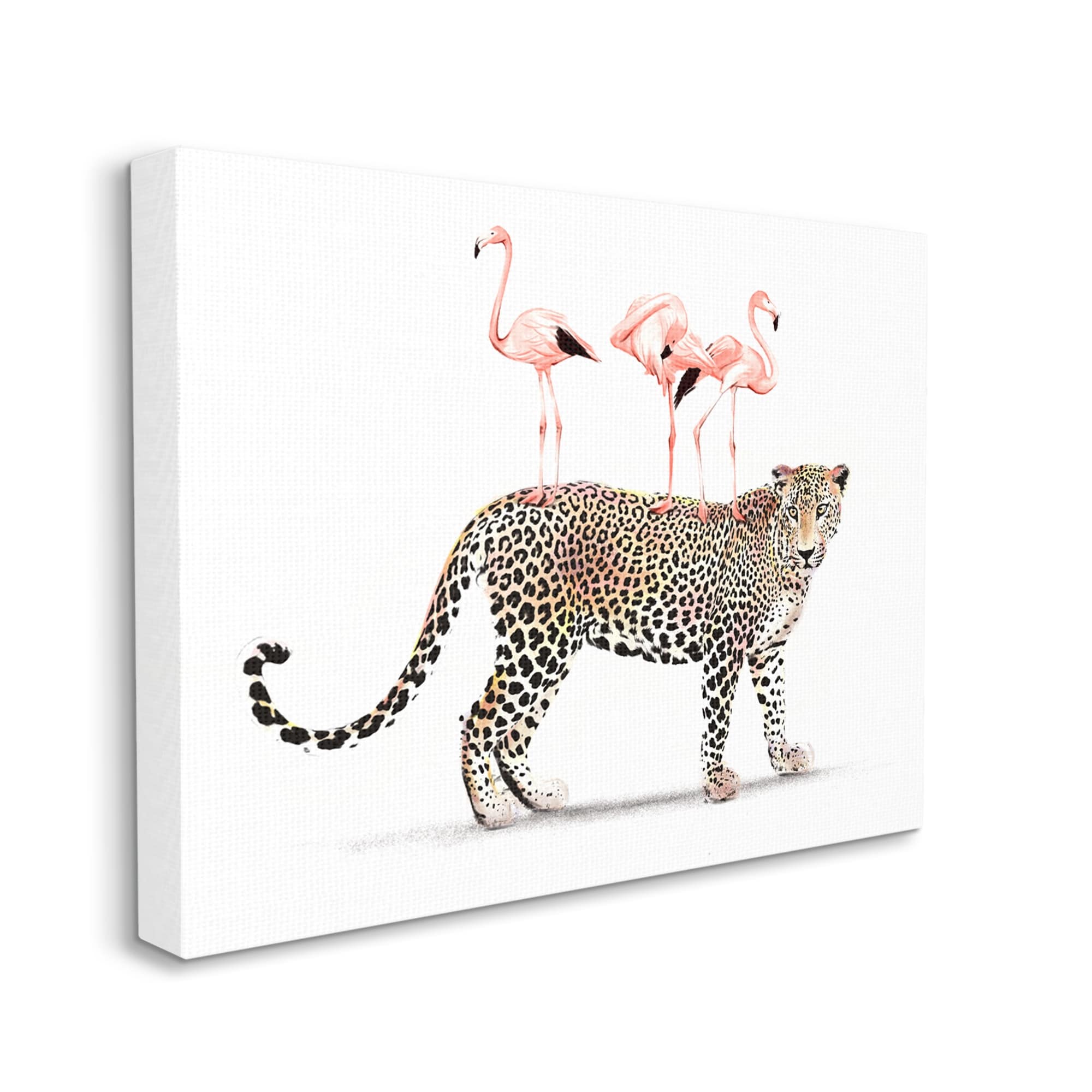 Stupell Industries Flamingos Stacked on Leopard Fun Tropical Safari Animals, 20 x 16, Design by Ziwei Li