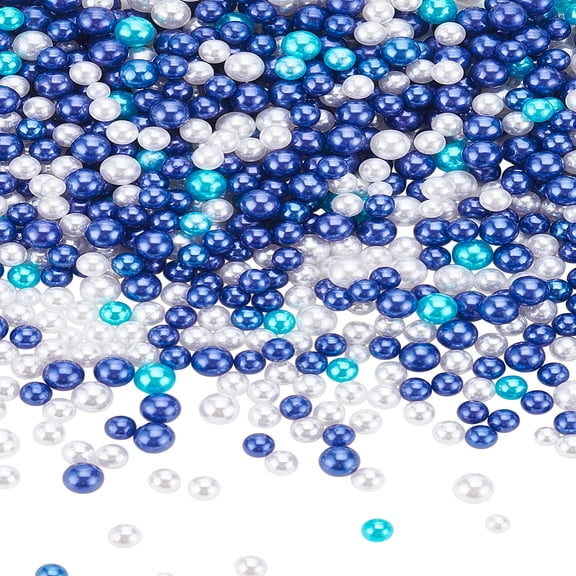 3 Bags Resin Beads No Hole Imitation Pearl Round Blue 2.5~5mm 350~500pcs/bag