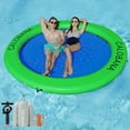 thumbnail image 1 of Water Hammock (8' Circle) Green+BlueRound Floating Ring Inflatable Water Hammock Heavy Duty River Floats Lake Raft for Adults Tanning Pool Lounger Float Island Platform Pad Mat for Party, 1 of 6