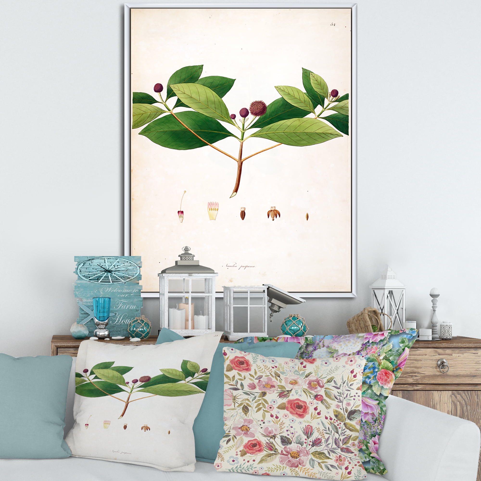 Designart 'Ancient London Plants X' Farmhouse Framed Canvas Wall Art Print