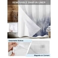thumbnail image 3 of No Hook Cloth Fabric Shower Curtain with Snap in Liner, Blue Mist Forest Waterproof Shower Curtains Set with See Through Top Window, Pine Larch Trees Natural Landscape Bath Curtains Shower 66"x72", 3 of 6