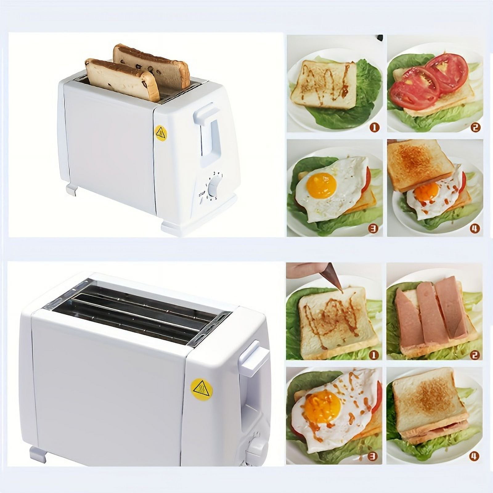 OHHSUN Toaster 2 Slice with Auto Shut Off & Reheat Function - 6 Browning Settings, Countertop Kitchen Essentials for Bagel Muffins Toast Pastry Waffles Grain Sweet Bread, 750W - White