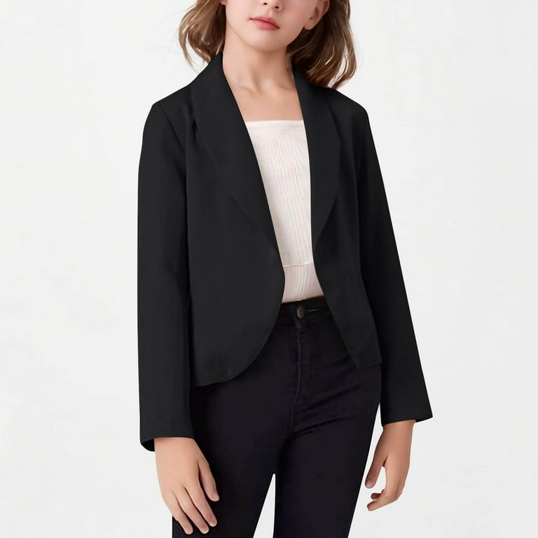 ZACPNCV Teen Girls Blazer Jacket Long Sleeve Solid Lapel