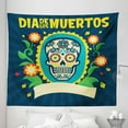 thumbnail image 1 of Dia de los Muertos Tapestry, Day of the Dead Themed Colorful Floral Pattern Floral Skull, Fabric Wall Hanging Decor for Bedroom Living Room Dorm, 5 Sizes, Petrol Blue Multicolor, by Ambesonne, 1 of 1