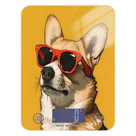 

Kitchen Electronic Scale Food Scale 7.68x5.71 inch Multifunctional Digital Kitchen Scale Tempered Glass Decorative Baking Cooking Meal Preparation Yellow Dog