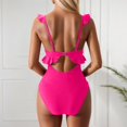 thumbnail image 4 of WAYUTE Womens One Piece Swimsuits Swimsuit for Ruffle Bathing Suit V Neck Ruched Swim Suit Cutout Swimwear, 4 of 7
