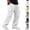 White, variant on HAJWOH Mens Pants Casual Elastic Waist Drawstring Cargo Beach Pant Straight Leg Trouser with Pockets