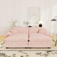 thumbnail image 4 of Muumblus Comfy Modular Sectional Sofa with 2 Ottoman, Deep Seat 80.5" Modern Oversized Corduroy Cloud Couch, Fluffy Deep Seat Chaise Lounge Sleeper Sofa for Living Room Apartment, Pink, 4 of 10