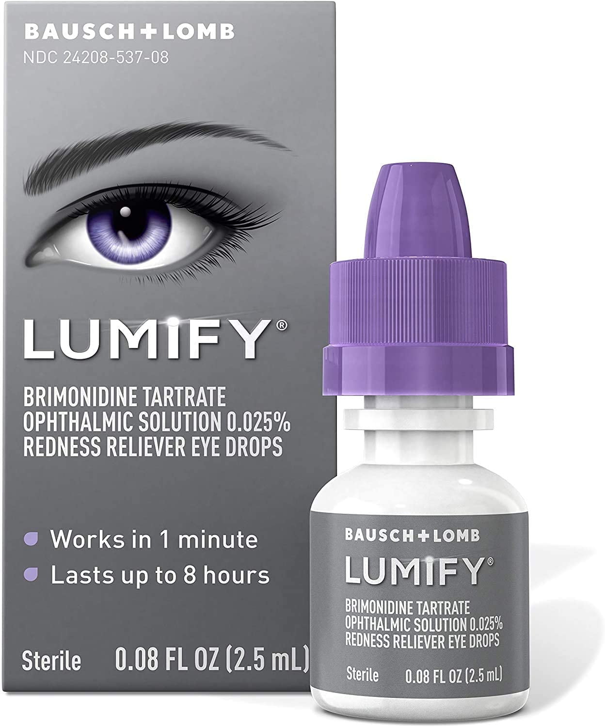 Lumify Redness Reliever Eye Drops, 0.08 fl oz Sterile, 2.5mL (2 Pack)