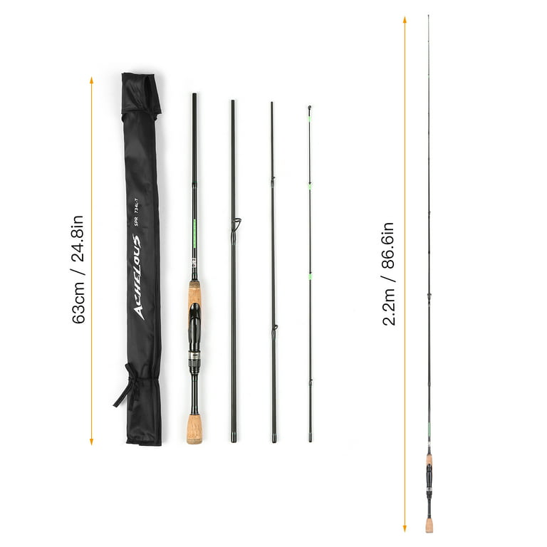 ACHELOUS Portable Travel Spinning Fishing Rod Lightweight Carbon Fiber, 4  Pieces Fishing Pole 