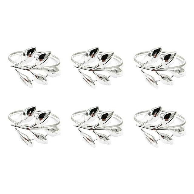 Bearachild Servilletas de San Valentín Cierres de diseño de hojas plateadas Anillos de servilletas Toallas de papel circulares para diario Joyería de Type2 NO2 Bearachild HA060557-02