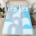 thumbnail image 2 of Manfei Gray Black Lines Bed Sheets,Modern Geometric Stripe King Sheets,Abstract Blue Circular Sheet Set For Girls,Luxury Bedroom Decor,4pcs, 2 of 7