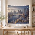 thumbnail image 5 of Indigo Winter Cityscape Across a Snowy River, Mystical Digital Art for Architecture Fans, Night Skyline Decor, Christmas Gift, Tapestry Wall Hanging for Studio and Den, 5 of 7