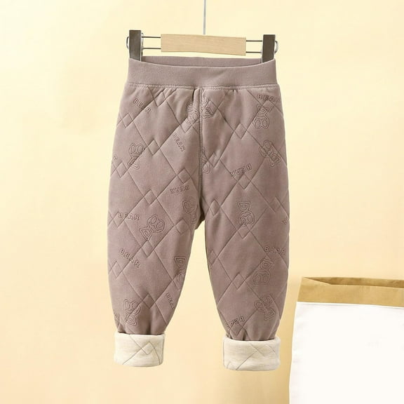 Busydd Boys Girls Pants 4-16 Years Winter Thermal Fleece Toddler Pants Casual Comfy Solid Color Elastic Bottom Kids Clothes 13-14 Years