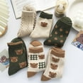 thumbnail image 2 of 6 Pair Cute Cotton Kawaii Bear Ankle Socks - Preppy Ruffle Japanese Thick Fall Vintage Crew Socks for Women, 2 of 6
