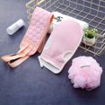 thumbnail image 1 of 3pcs/Set Shower Cleaning Scrubbing Towel with Strong Mud Rubbing Gloves, Double-Sided Exfoliating Back Towel & Pull Back Strip, Deep Body Cleaning Bathing Kit, 1 of 12