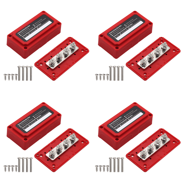 Caja Organizadora Cables Barra Colectora 300A 4 Vías Y 48V para Barcos Yates () Roja