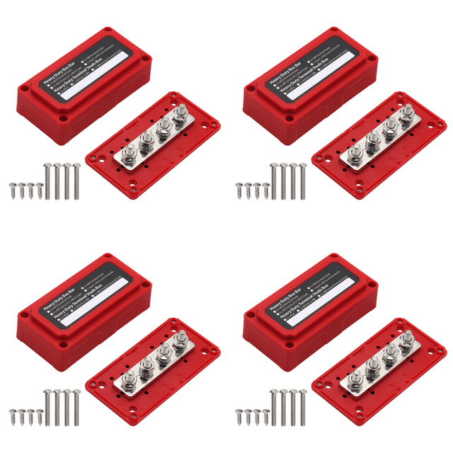 Barra Colectora Terminal M8 4 Vías Barra Colectora 300A48V Caja Conexiones Modificación Línea Barco Y Vehículo (roja)