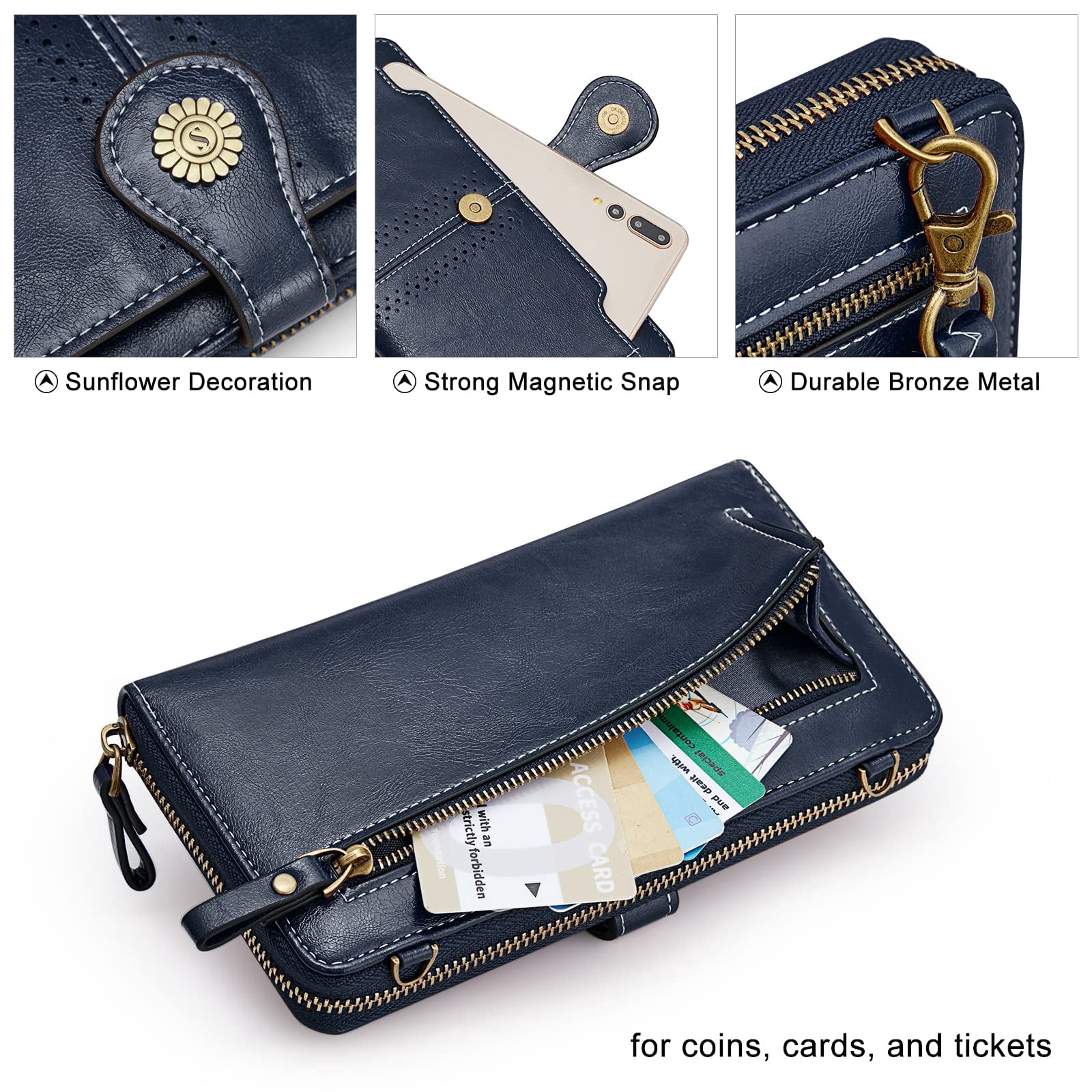 S-ZONE Vegan Leather Crossbody Bags for Women Small Cell Phone Purse RFID Blocking Clutch Purses with 2 Straps
