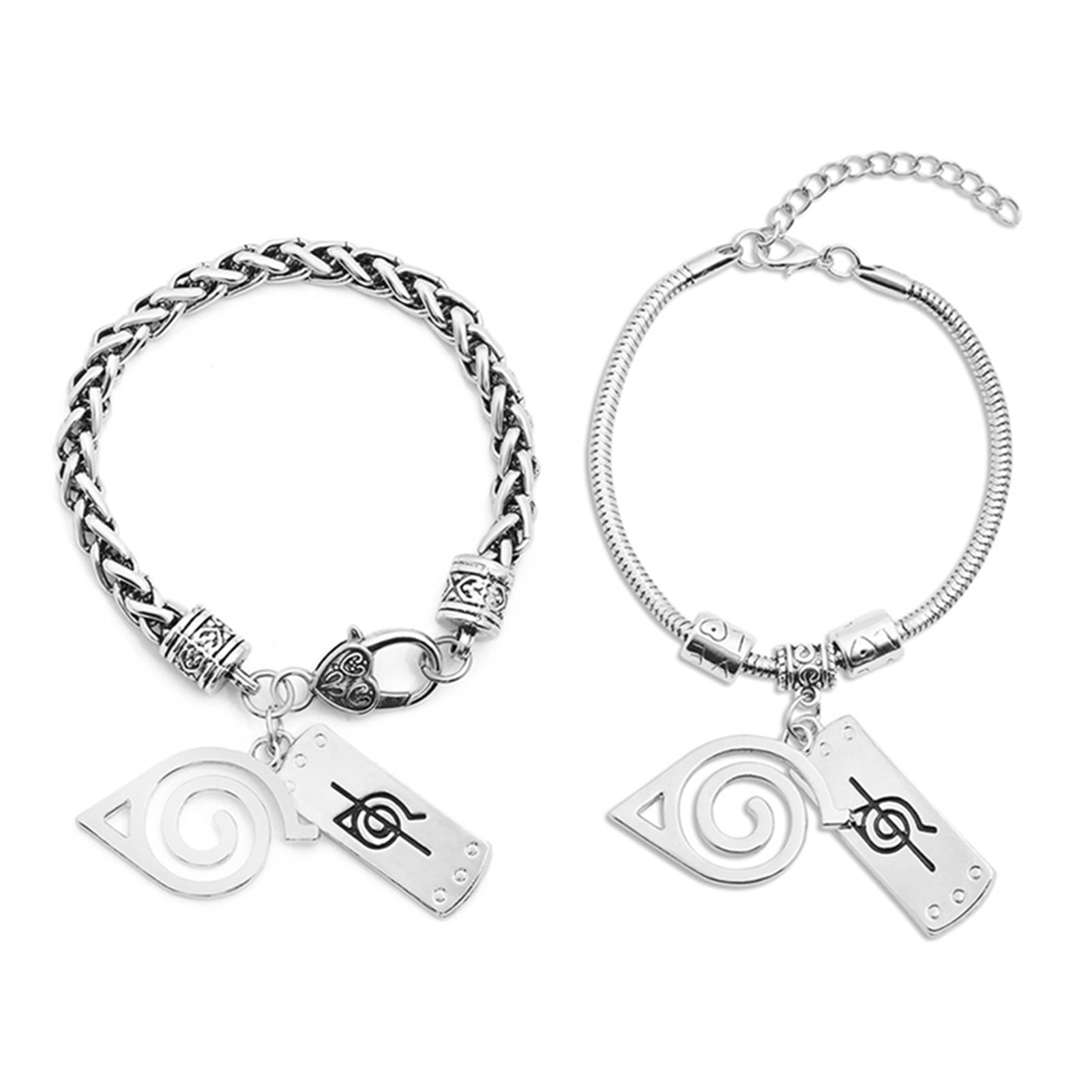 SOSPIRO 2PCS Anime Naruto Bracelet Naruto Shippuden Leaf Village Bracelet Naruto Konoha Leaf Village Logo Punk Bracelet Cosplay Jewelry