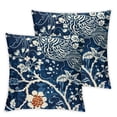 thumbnail image 2 of COMIO Chinoiserie Throw Pillow Covers, Vintage Blue and White Flower Pillow Cases, Aesthetic Floral Bird Soft Cushion Cover for Sofa Couch Farmhouse,2 pcs White, 2 of 6
