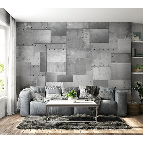 Tiptophomedecor Background & Patterns Wallpaper Wall Mural - Industrial Metal Plates