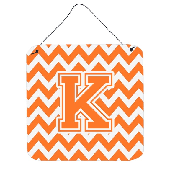 Letter K Chevron Orange and White Wall or Door Hanging Prints