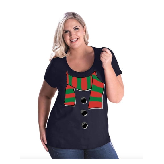 Normal is Boring - Women's Plus Size Curvy T-Shirt, up to Size 28 - Christmas Snowman Scarf