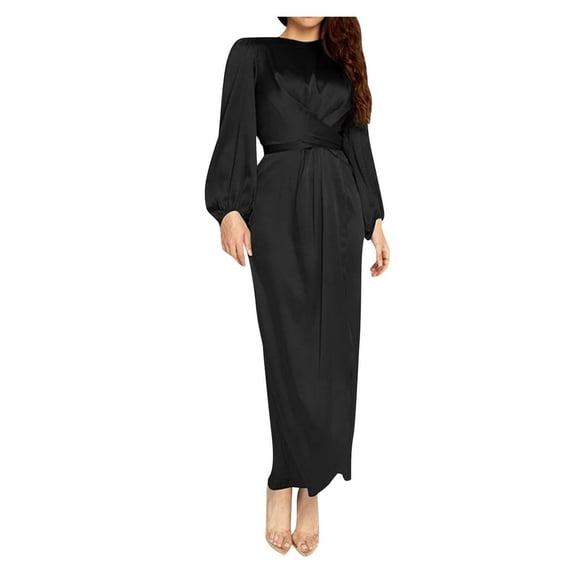 MesaSe Women Muslim Dress Kaftan Arab Jilbab Abaya Islamic Lace Stitching Maxi Dress
