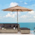 thumbnail image 2 of Outsunny 10' x 8' Round Wooden Patio Umbrella with Bamboo Rib for Outdoor, 2 of 10