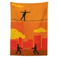 thumbnail image 3 of Ambesonne Circus Tablecloth Rectangular Table Cover, Men Walk Tightrope Net, 60"x90", Multicolor, 3 of 4