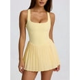 thumbnail image 4 of Women'S Tennis Flowy Pleated Sports Dress for Women Backless Sleeveless Summer Mini Golf Dress Warm Yellow M, 4 of 7