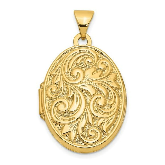 Quality Gold 10XL103 10K Yellow Gold Love You Always Swirl Reversible Locket Pendant