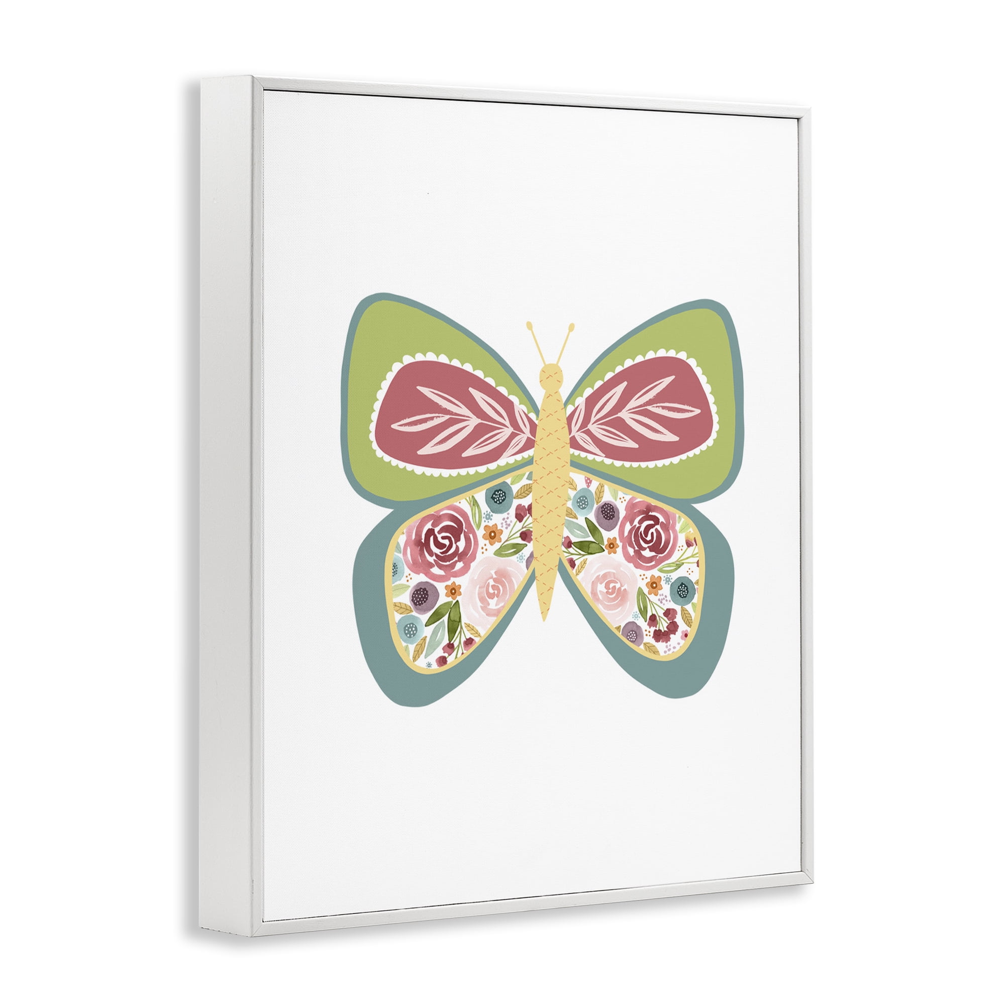 Stupell Industries Boho Pattern Butterfly Animals & Insects Painting White Framed Art Print Wall Art, 11 x 14