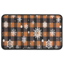 Orange and Black Plaid Christmas Snowflake Pattern Door Rugs,Washable Non Slip Door Mats Indoor,Decorative Door Mats,Entry Mat Indoor for Entrance,Bedroom,Kitchen,Bathroom,30"x17"