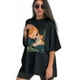 thumbnail image 3 of Plus Size Shirt for Women Oversized Black Tops for Women Short Sleeves Shirt for Women Girl And Cat3 T Shirt Crewneck Shirt for Women M, 3 of 5