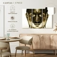 thumbnail image 4 of Elephant Stock Gold Faced Buddha Wall Art - Horizontal Multi Panel Canvas - 3 Pieceliving Room Wall Decor - Photography Wellness Multi Panel - White And Gold Decor - 23" x 14", 4 of 4
