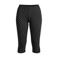 thumbnail image 7 of Karymi Jean Shorts Womens Dot Print High Waist Split Hem Capri Leggings, Stretch Slim Fit Knee Length Cropped Yoga Pants, Seamless Bodycon Athletic Trousers Jeans for Women, 7 of 7