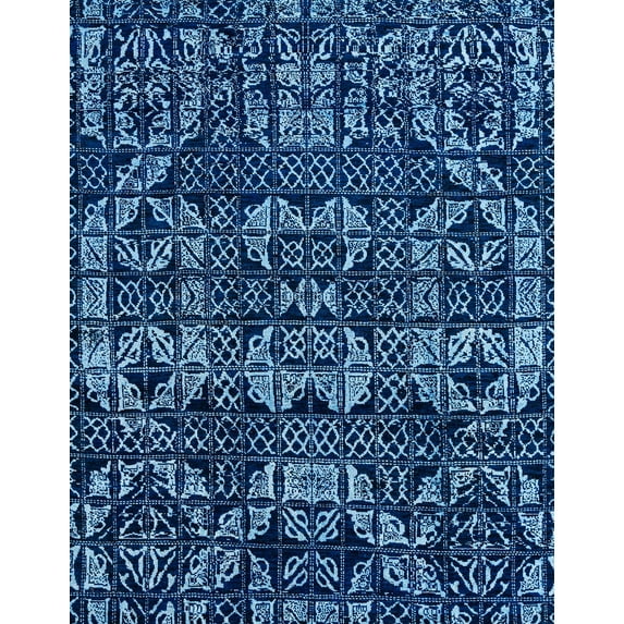 Ahgly Company Indoor Rectangle Abstract Blue Abstract Area Rugs, 2' x 3'