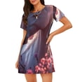 thumbnail image 1 of Xecao Chemise de Nuit Blanche à Fleurs pour Femmes, Manches Courtes, Imprimé Décontracté, 1 of 6