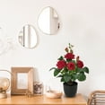thumbnail image 3 of 15" Red Roses Artificial Flowers Potted Plant Faux Silk Flower with Black Pot Fake Rose Flower Arrangements Home Decor, 3 of 8