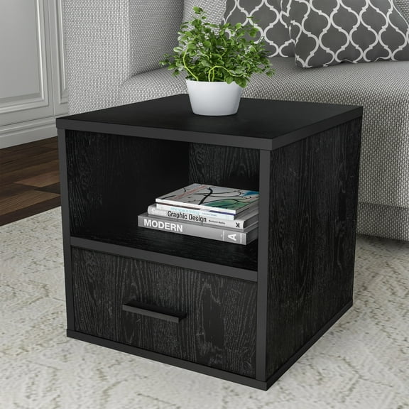 Somerset Home Modular End Table with Drawer & Shelf (Brown)