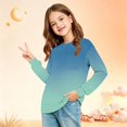 thumbnail image 4 of Girls' shirt Long Sleeve Crewneck Gradient Tops Casual Soft Baggy Pullover Sweatshirt for Kids, 4 of 6